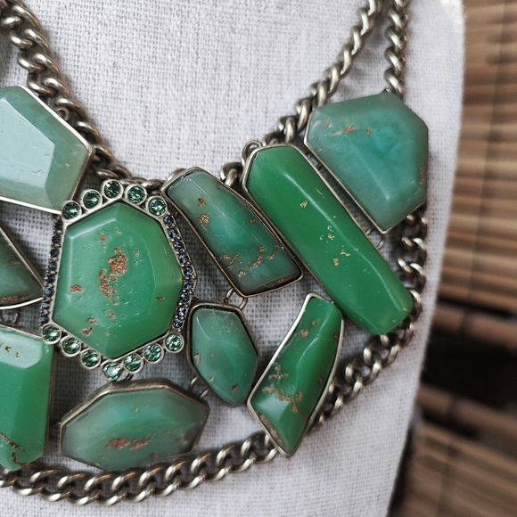 KR for SILPADA Botanical Oxidized Brass Heavy Abstract Green Statement Necklace - Picture 11 of 15